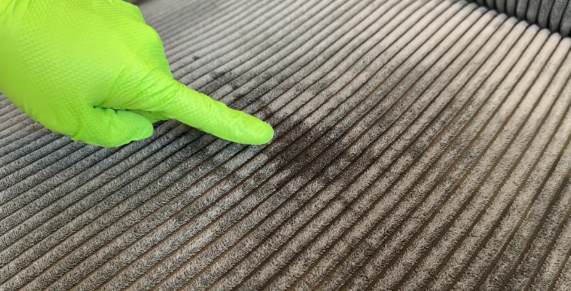 Upholstery before professional cleaning in Medford, OR, showing soiled, dulled fabric